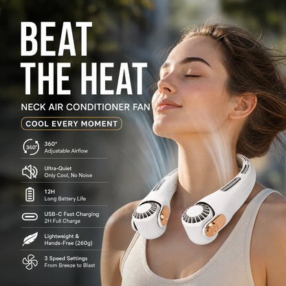 🥳2026 HOT SALE🥳💞50K+ SOLD!🍃💨 50% OFF! Neck Air Conditioner Fan – Ultra‑quiet, 360° rotating, 3 speeds. Hands‑free cooling, long battery. 🌬️😎🌬️
